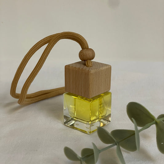 Car scent diffuser in glass and wood jar in various fragrances