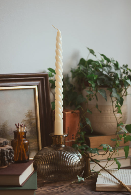 Ribbed Glass Candle Holder