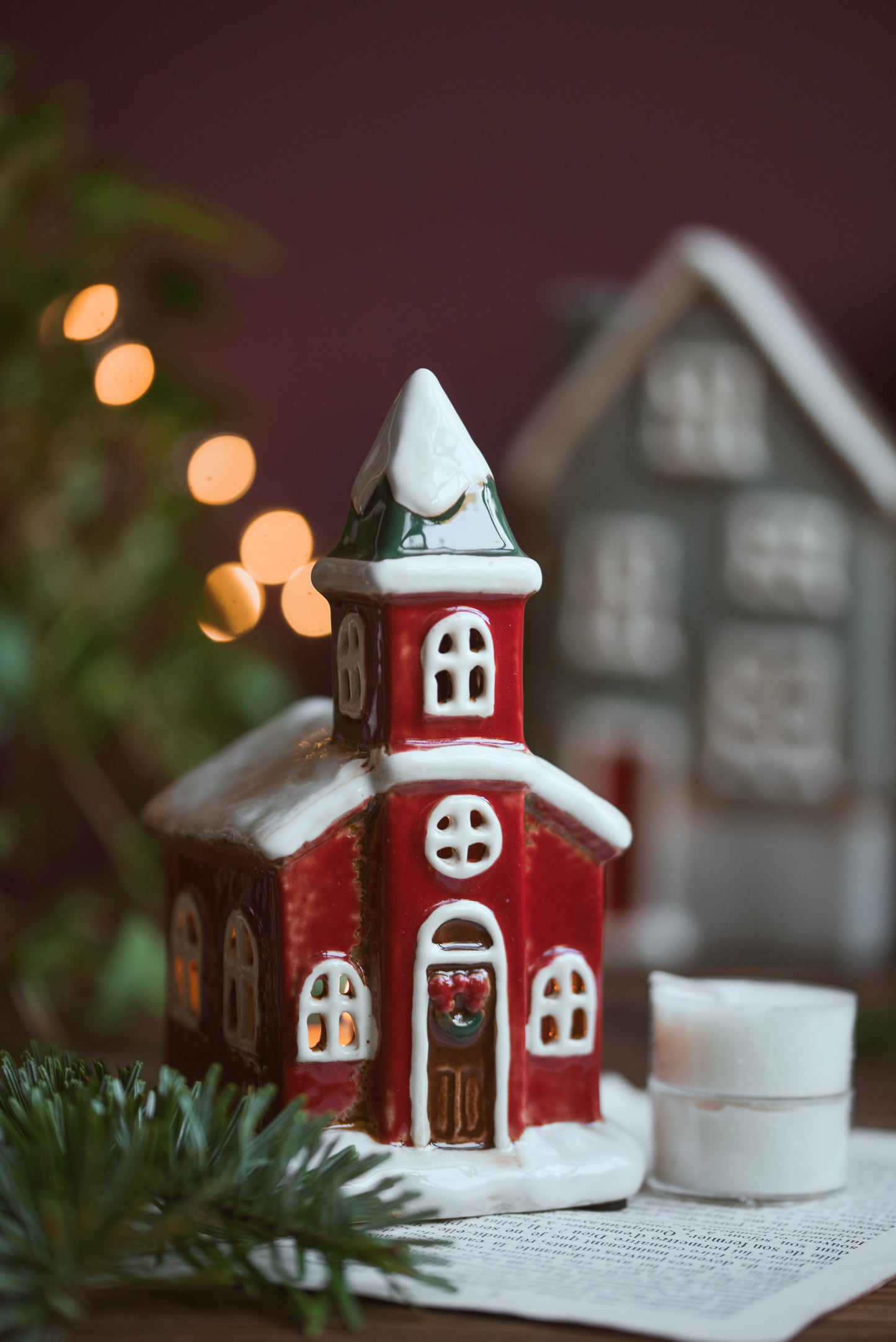 Christmas Church – Festive Ceramic Tealight Holder