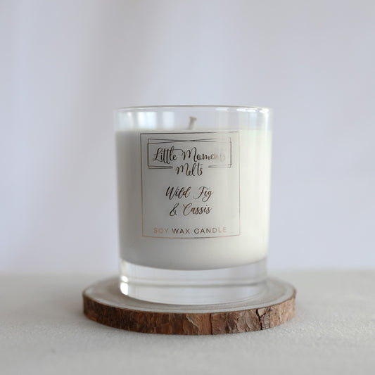 hand poured soy wax candle in glass jar in various fragrances