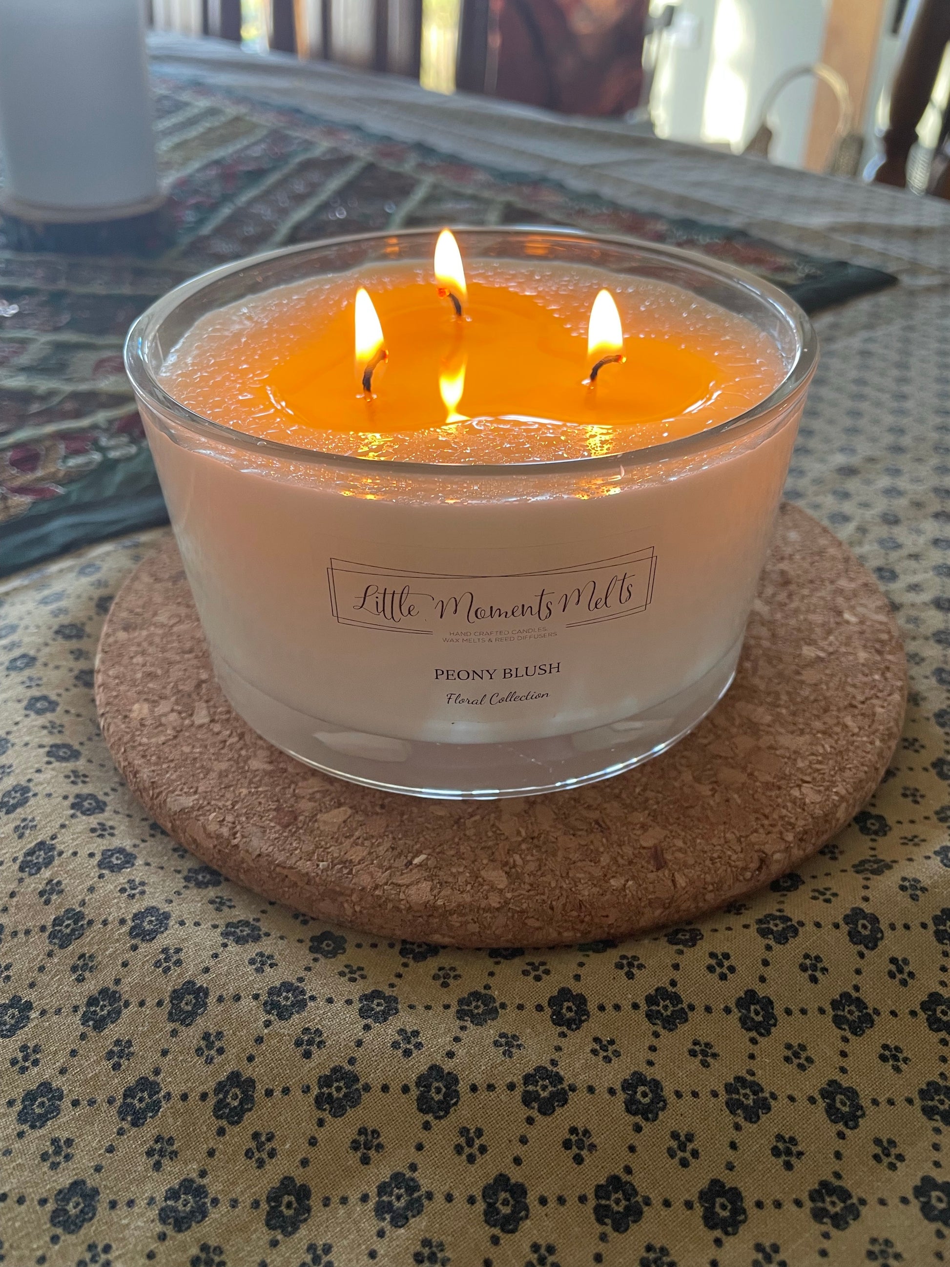 Hand poured 3 wick candle from Little Moments Melts