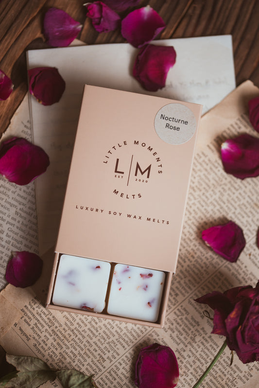 Luxury Soy Wax Melts Gift Box – Nocturne Rose | Hand Poured Botanical Wax Melts | Long Lasting Home Fragrance (6 Pack)