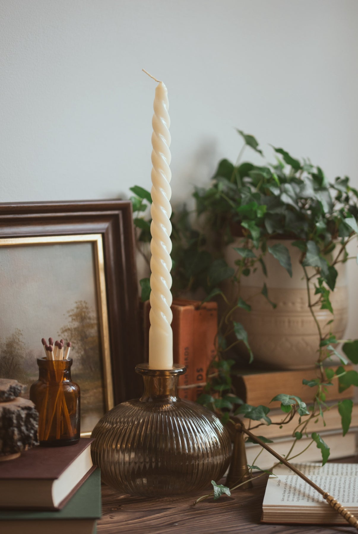 Ribbed Glass Candle Holder