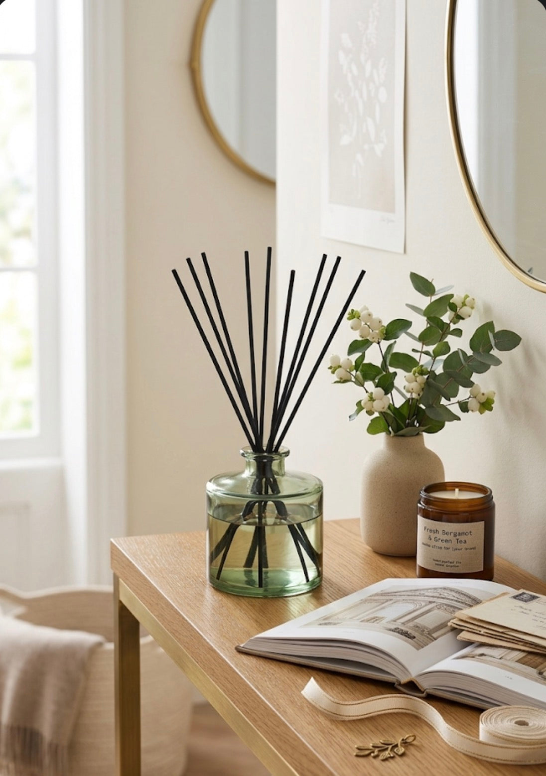 Limited Edition Green Glass Reed Diffuser - Luxury Fragrance (200ml) - Long-Lasting Home Scent