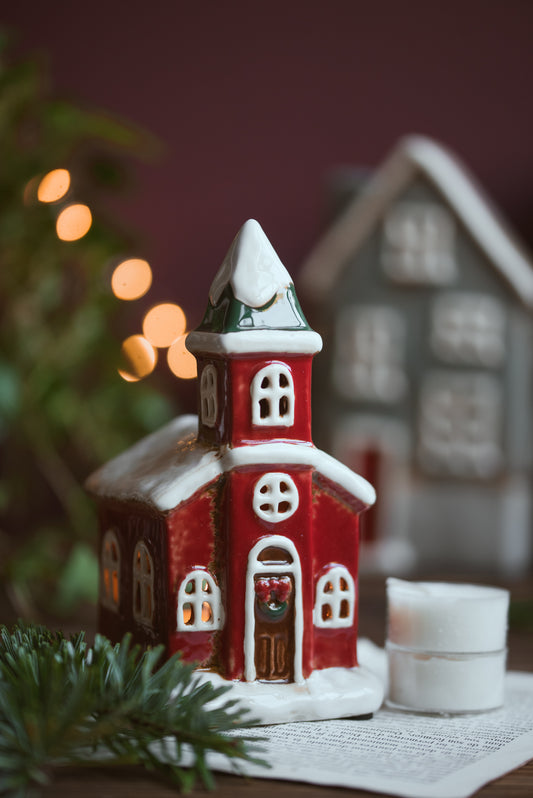 Christmas Church – Festive Ceramic Tealight Holder