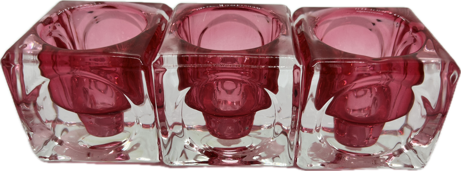 3 x Pink glass tealight holders