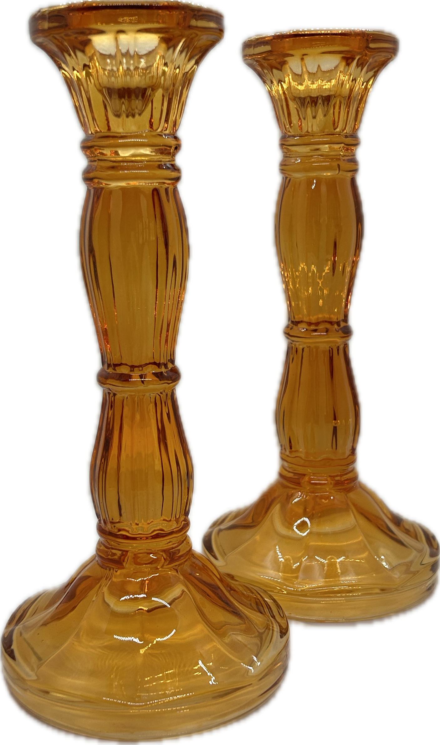 two orange candle sticks