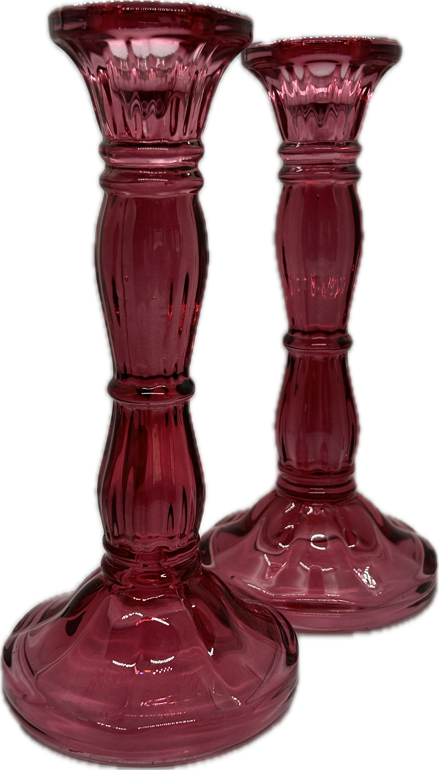 two pink candle sticks