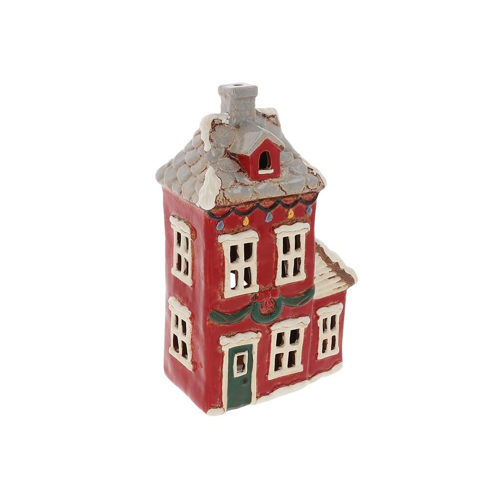Ceramic Christmas Village Double House Tealight Holder Hamper | Winter Spice Soy Wax Candles