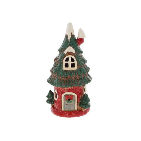 Ceramic Christmas Tree House Tealight Holder | Festive Gift Set with Winter Spice Scented Candles