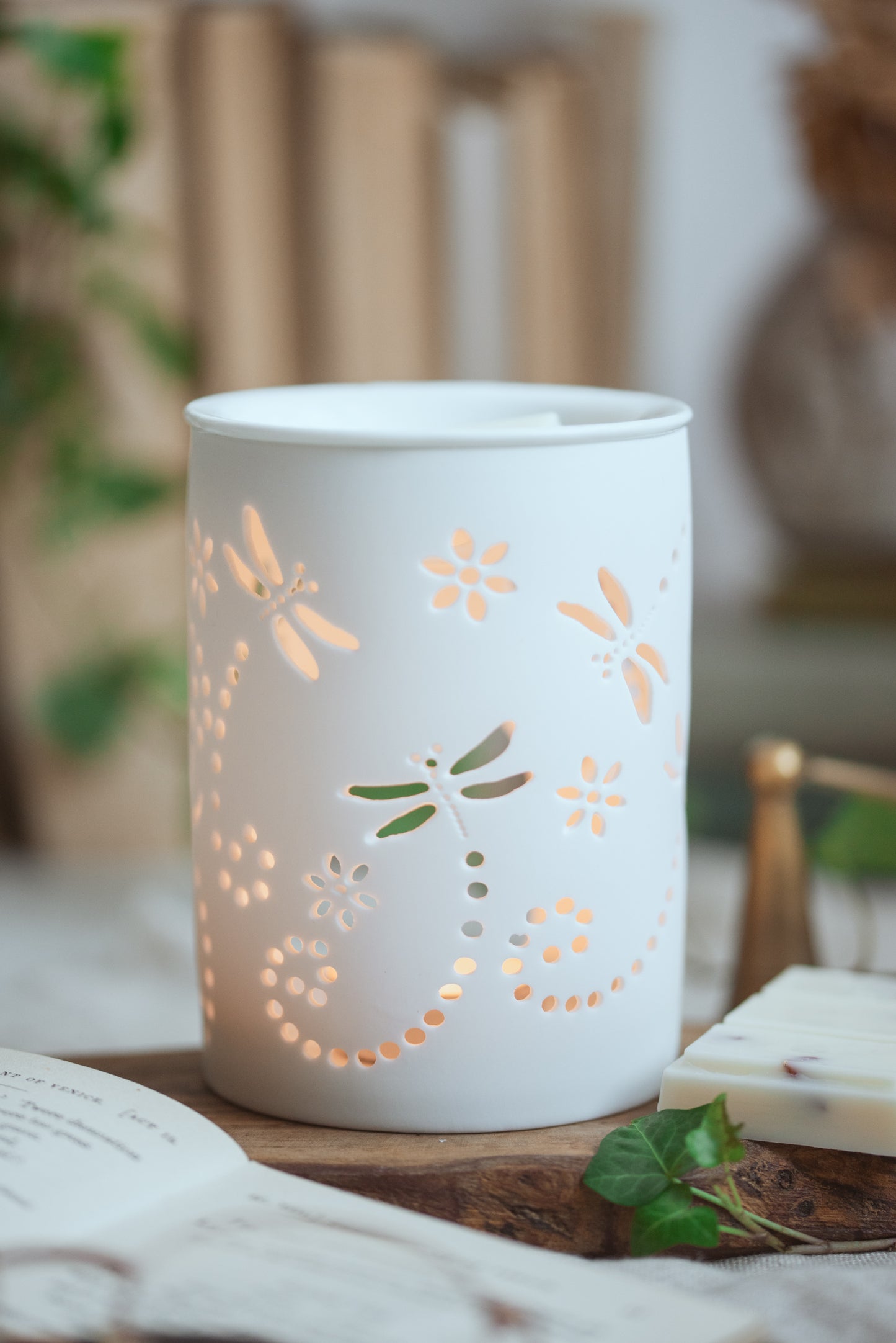Dragonfly Design Wax Burner Gift Set