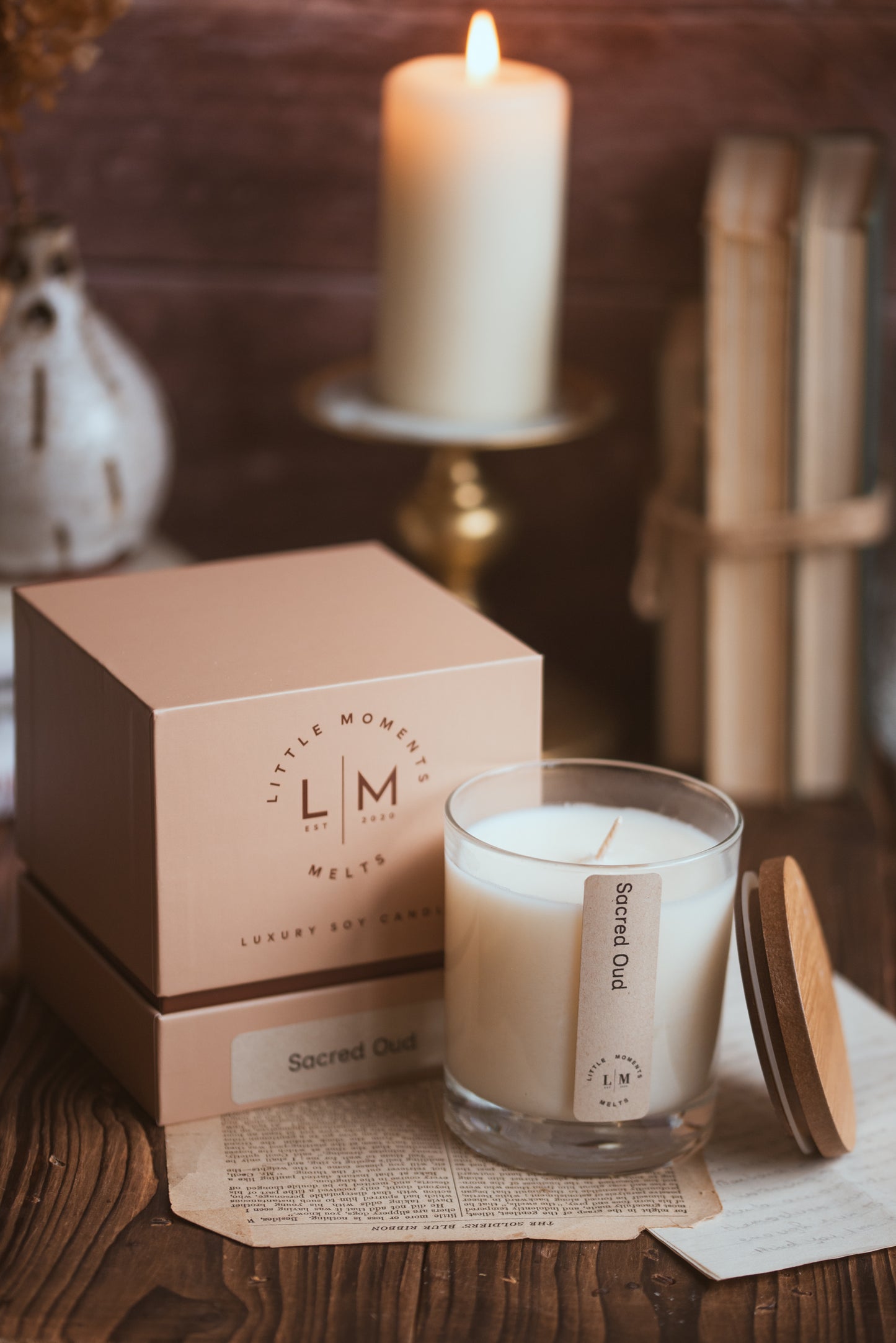 Luxury Boxed Soy Candle with Wooden Lid – Hand Poured Home Fragrance | Little Moments Melts