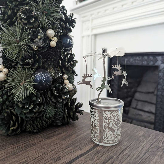 Silver Reindeer Christmas Carousel