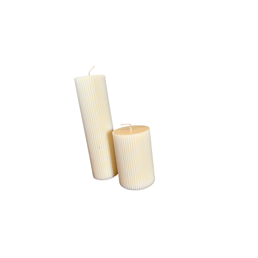 Hand Poured Soy Wax Small Rib Pillar Candle