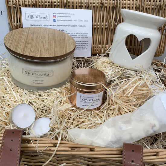 video of wicker gift hamper and contents