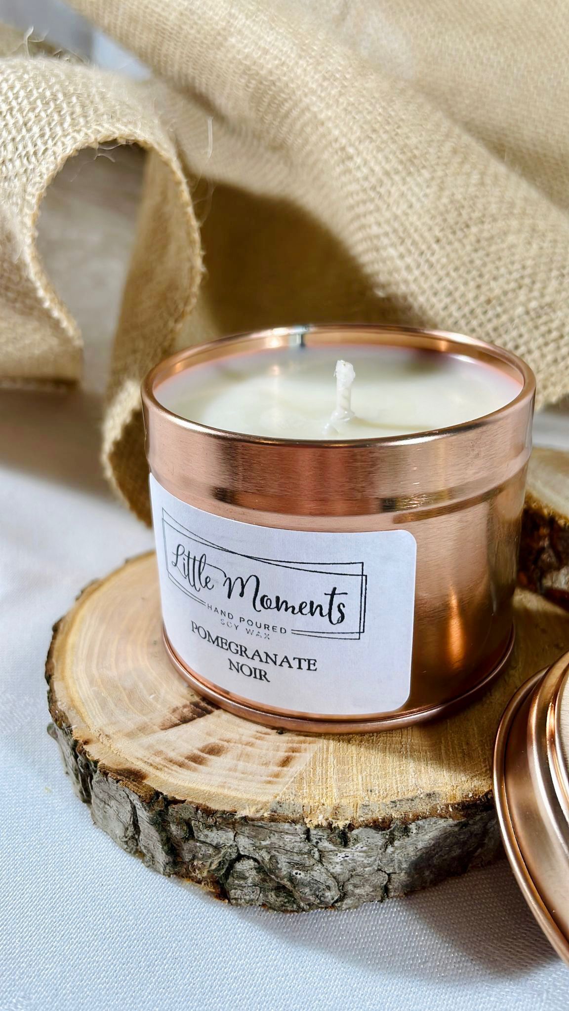 Rose gold tin candle